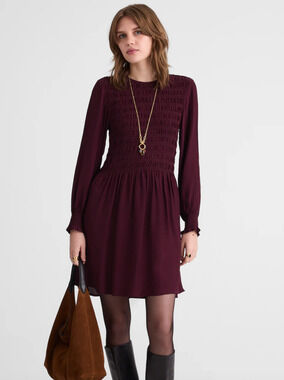 Madewell | NWT Smocked Mini Dress in Dark Pomegranate | Sz S